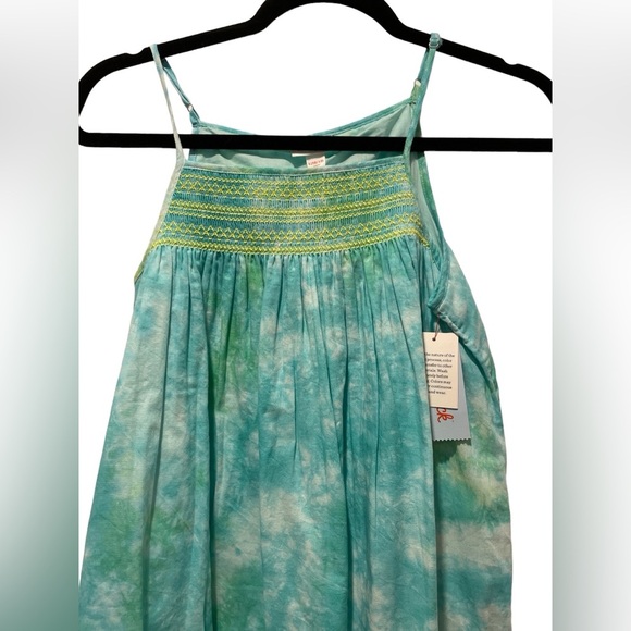 Nwt Cat and Jack Girls Flowy Green Blue Tie Dyed Tank Top Size L - Picture 3 of 4